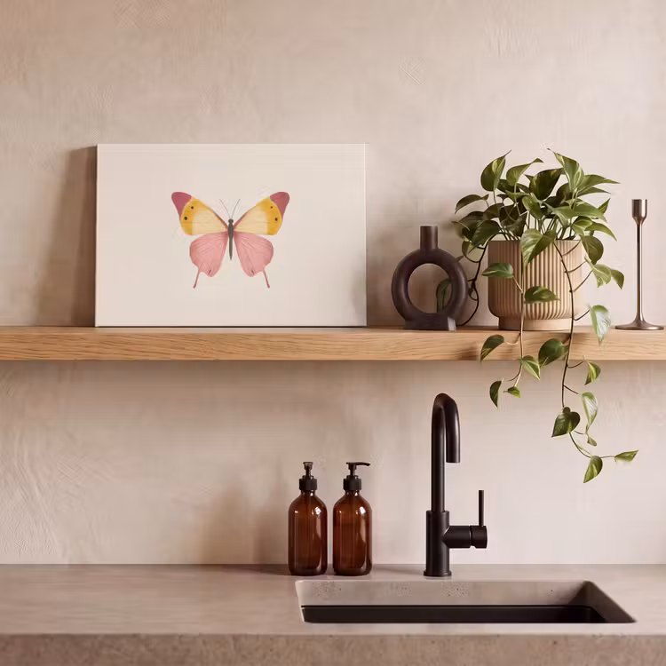 Vlinder - Illustratie - Roze canvas 2cm klein -sfeer6