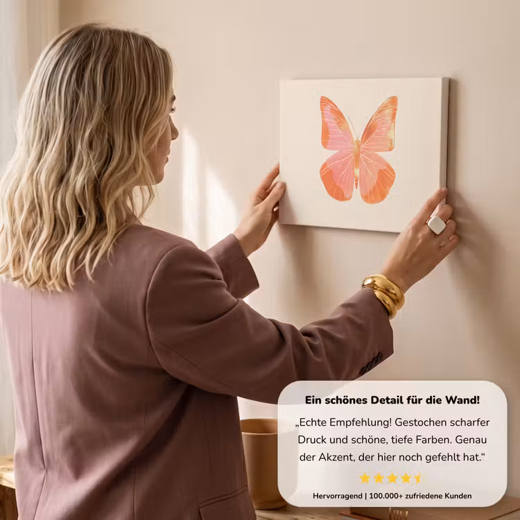 Vlinder - Minimalistisch - Roze canvas 2cm klein -sfeer3