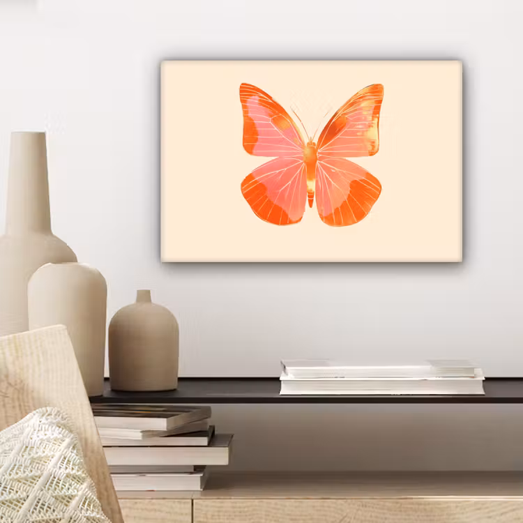 Vlinder - Minimalistisch - Roze canvas 2cm klein -closeup_print_DE