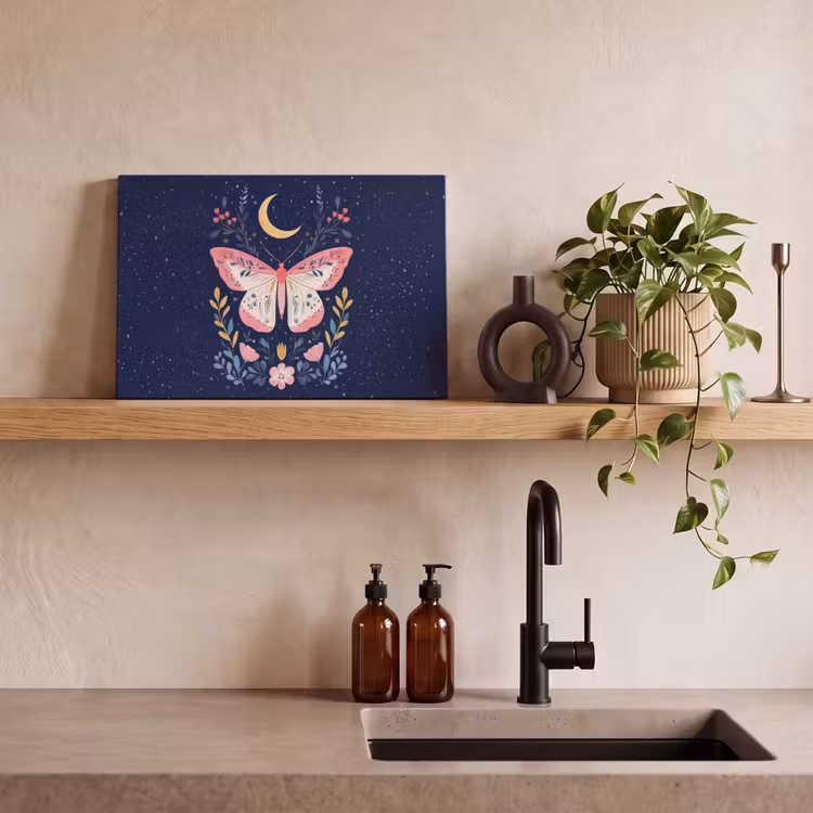 Vlinder - Maan - Bloemen - Sterrenhemel canvas 2cm klein -closeup_print_DE