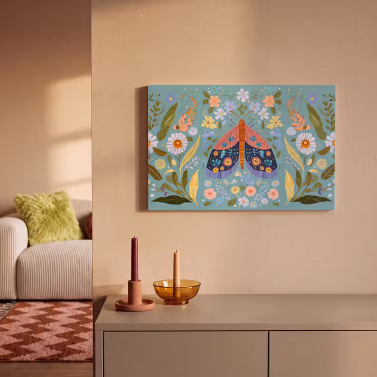 Vlinder - Sierlijk - Bloemen - Bladeren canvas 2cm klein -sfeer1