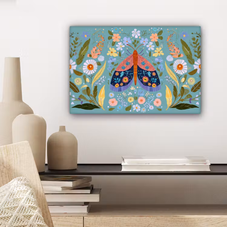 Vlinder - Sierlijk - Bloemen - Bladeren canvas 2cm klein -closeup_print_DE