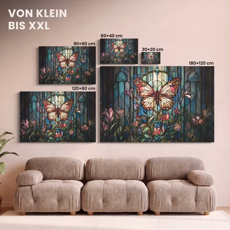 Vlinder - Roze - Bloemen - Bladeren canvas 2cm klein -Xsfeer8_DE