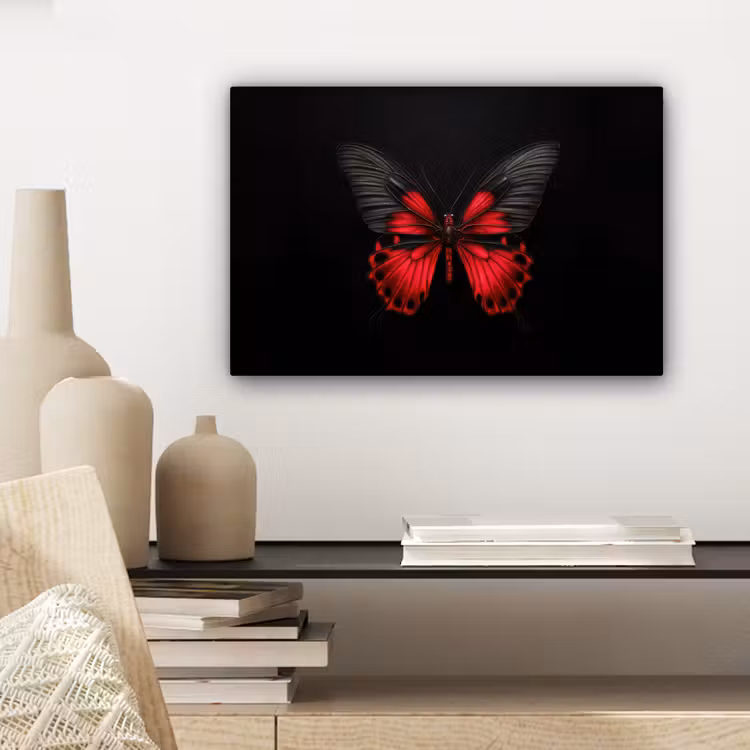 Vlinder - Rood - Contrast canvas 2cm klein -closeup_print_DE