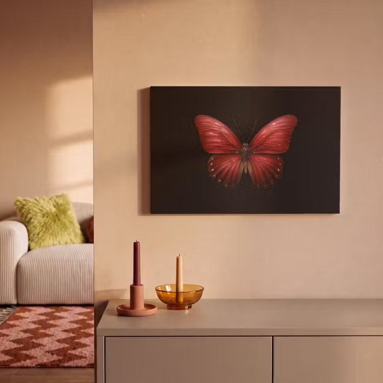 Vlinder - Rood - Minimalistisch canvas 2cm klein -sfeer1