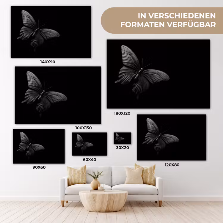 Vlinder - Zwart - Insect - Dieren canvas 2cm klein -Xsfeer8_DE