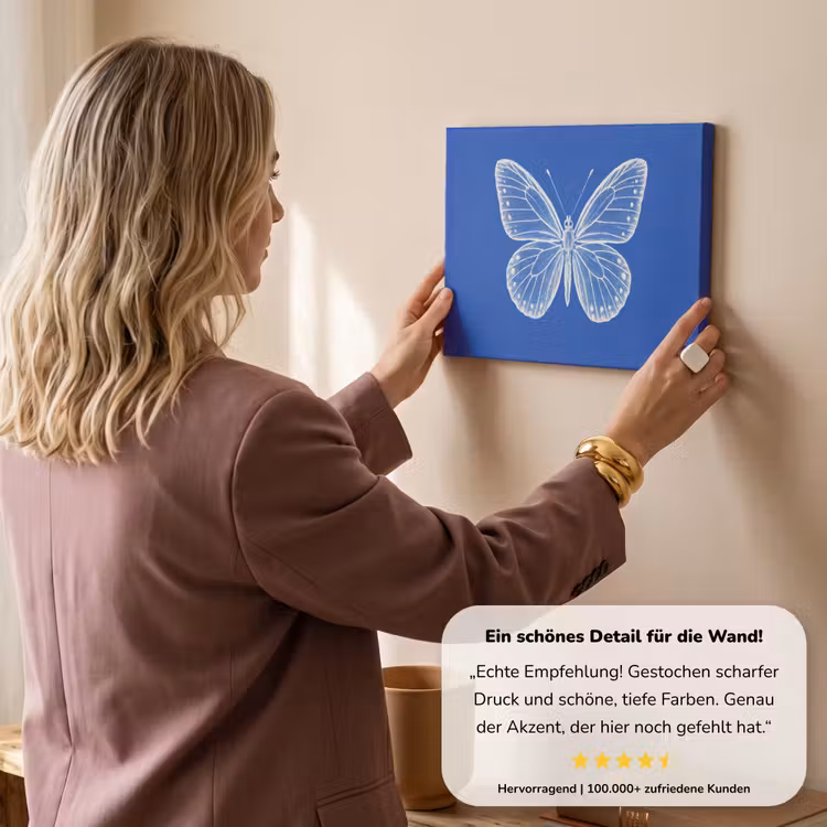 Vlinder - Wit - Getekend - Stippen canvas 2cm klein -sfeer3