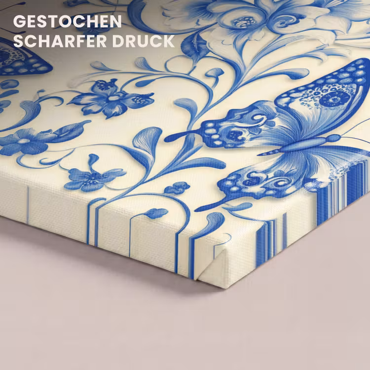 Vlinders - Bloemen - Blauw - Botanisch canvas 2cm klein 34 -closeup_print_DE