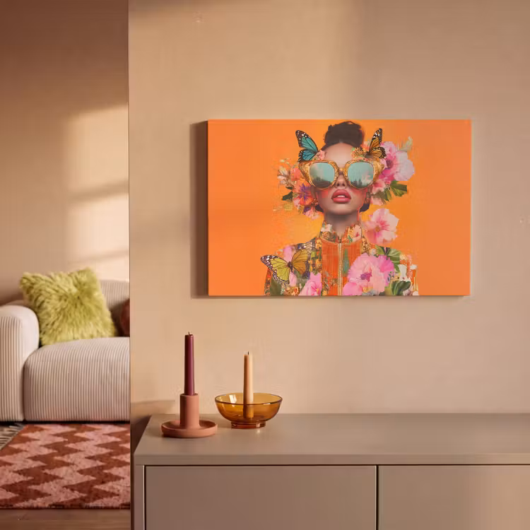 Vlinders - Vrouw - Zonnebril - Kleurrijk canvas 2cm klein -sfeer1