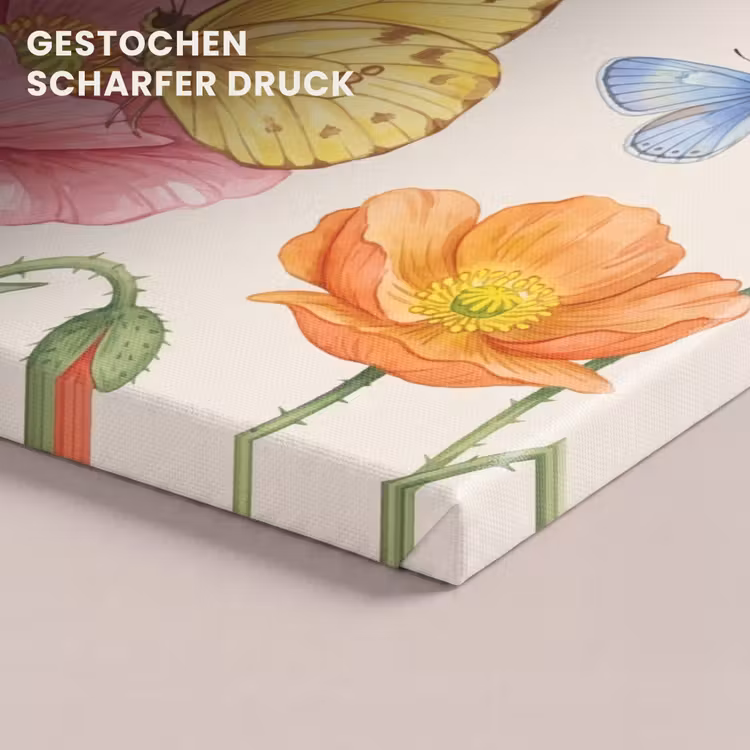 Vlinders - Klaprozen - Illustratie - Kleurrijk canvas 2cm klein -uniquesellingpoint_afwerking-onlywow_DE