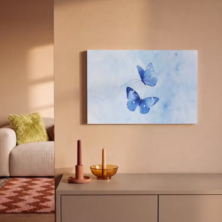 Vlinders - Sierlijk - Blauw canvas 2cm klein -sfeer1