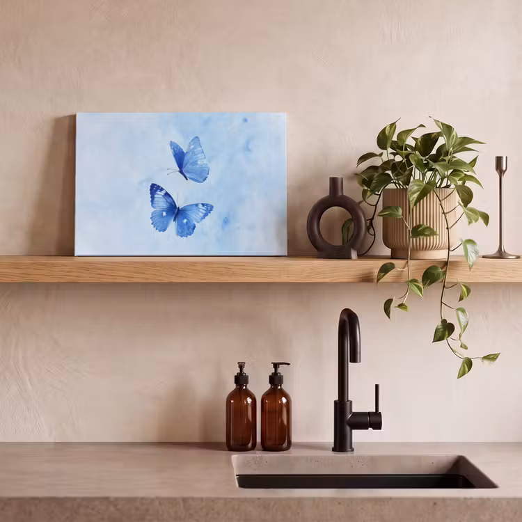 Vlinders - Sierlijk - Blauw canvas 2cm klein -sfeer6
