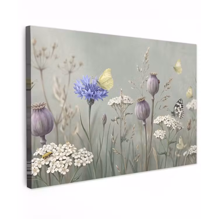Vlinders - Wildbloemen - Illustratie - Kleurrijk canvas 2cm klein -z3d