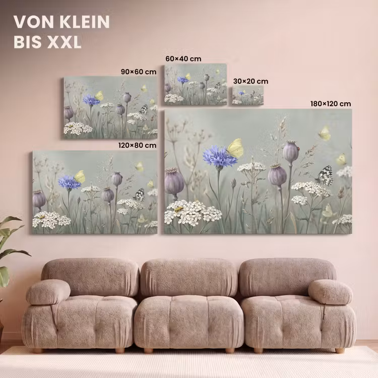 Vlinders - Wildbloemen - Illustratie - Kleurrijk canvas 2cm klein -Xsfeer8_DE