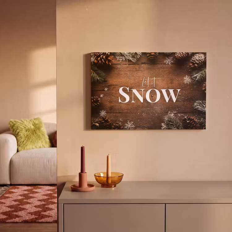 Sneeuw - Houtlook - Quote - Let it snow canvas 2cm klein -sfeer1