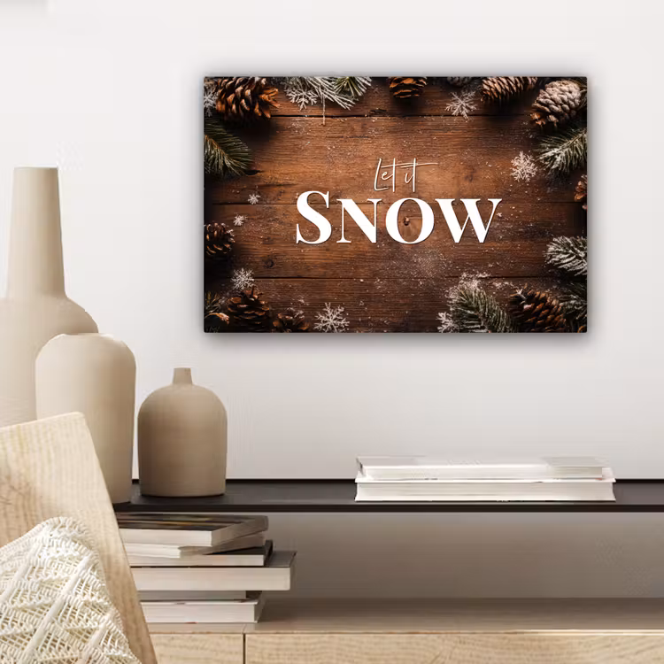 Sneeuw - Houtlook - Quote - Let it snow canvas 2cm klein -sfeer6