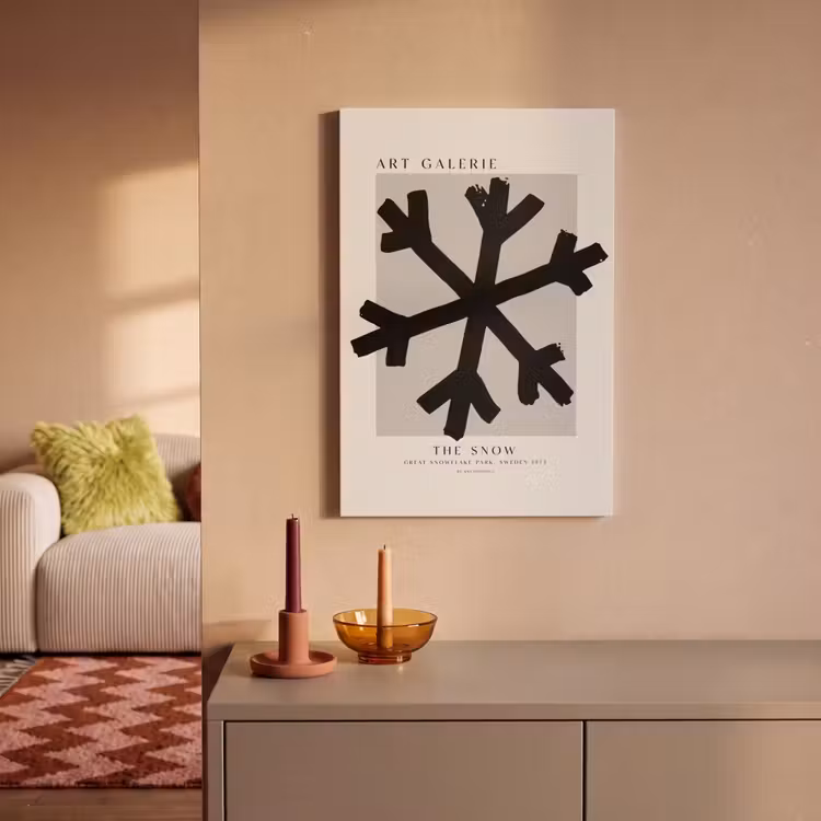 Sneeuwvlok - Kerstmis - Zwart - Feestdagen canvas 2cm klein -sfeer1