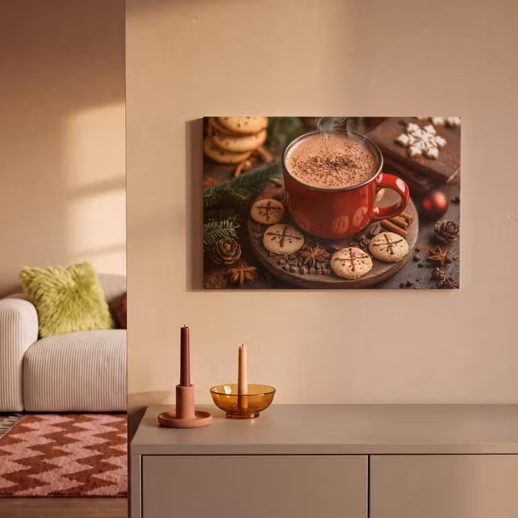 Chocolademelk - Mok - Winter - Kerst - Gezelligheid canvas 2cm klein -sfeer1