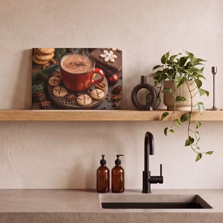Chocolademelk - Mok - Winter - Kerst - Gezelligheid canvas 2cm klein -sfeer3
