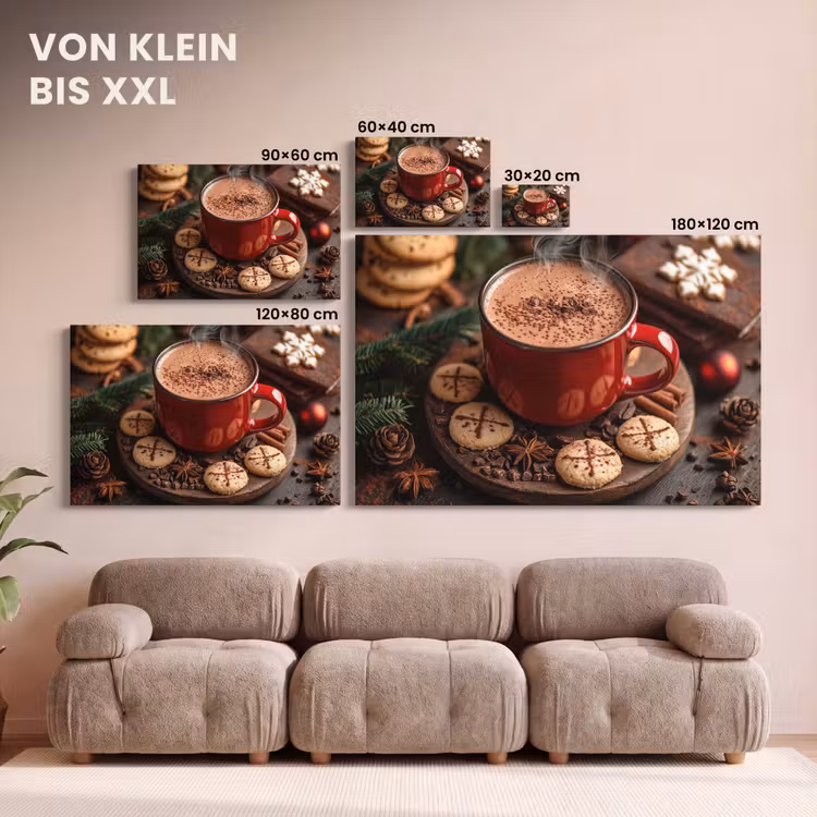 Chocolademelk - Mok - Winter - Kerst - Gezelligheid canvas 2cm klein -Xsfeer8_DE
