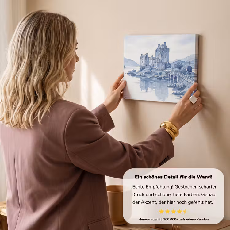 Schots - Kasteel - Blauw - Aquarel canvas 2cm klein -Xsfeer7_DE