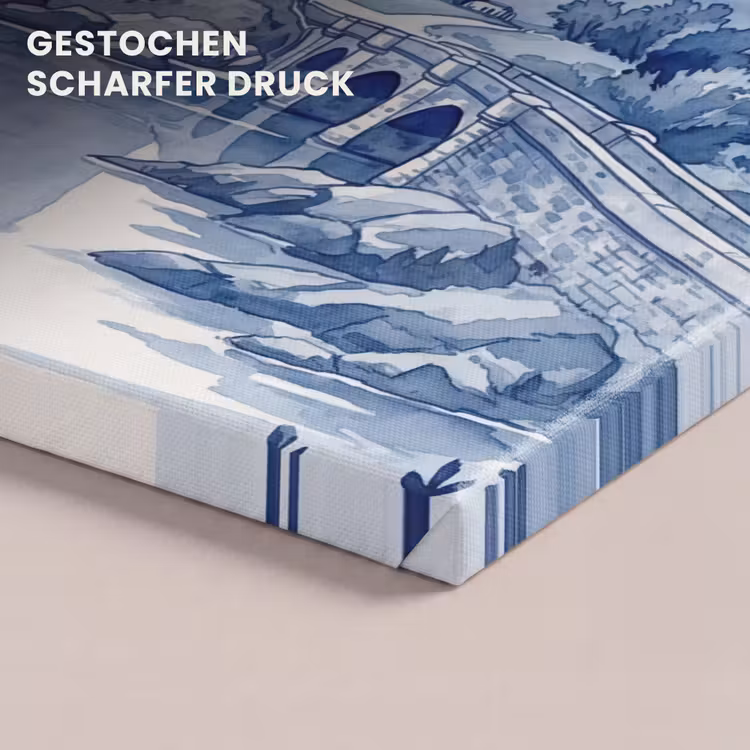 Schots - Kasteel - Blauw - Aquarel canvas 2cm klein -closeup_print_DE