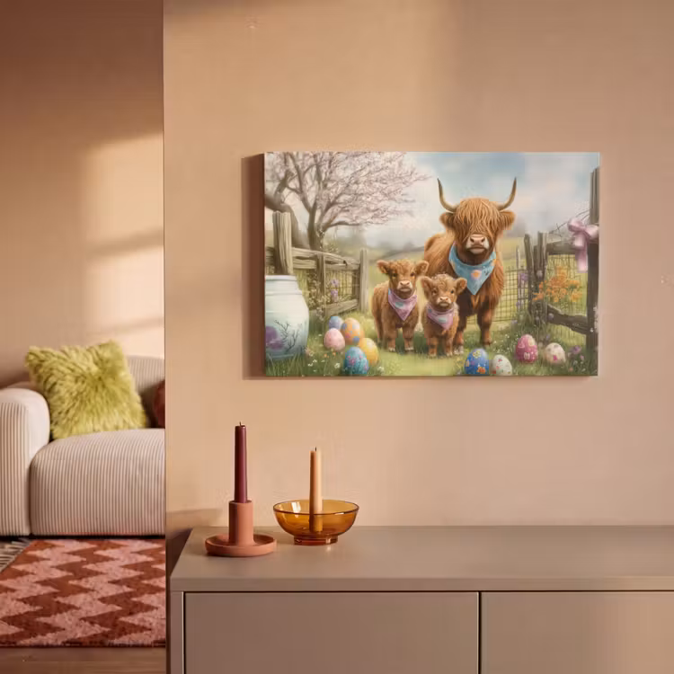 Schotsehooglanders - Paaseieren - Lente canvas 2cm klein -sfeer1