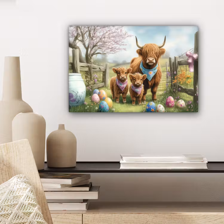 Schotsehooglanders - Paaseieren - Lente canvas 2cm klein -sfeer6