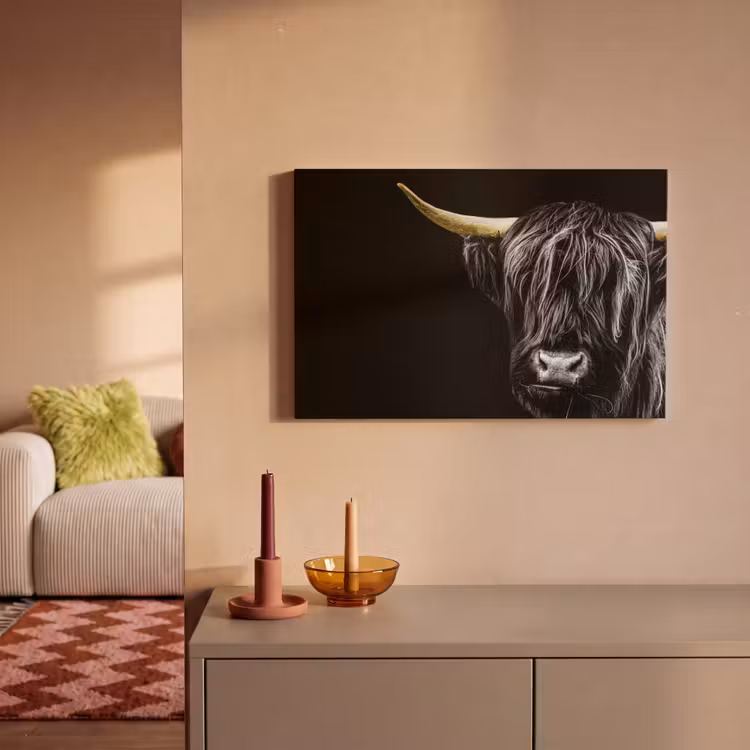 Schotse hooglander - Goud - Vacht - Dieren - Koe canvas 2cm klein -sfeer1