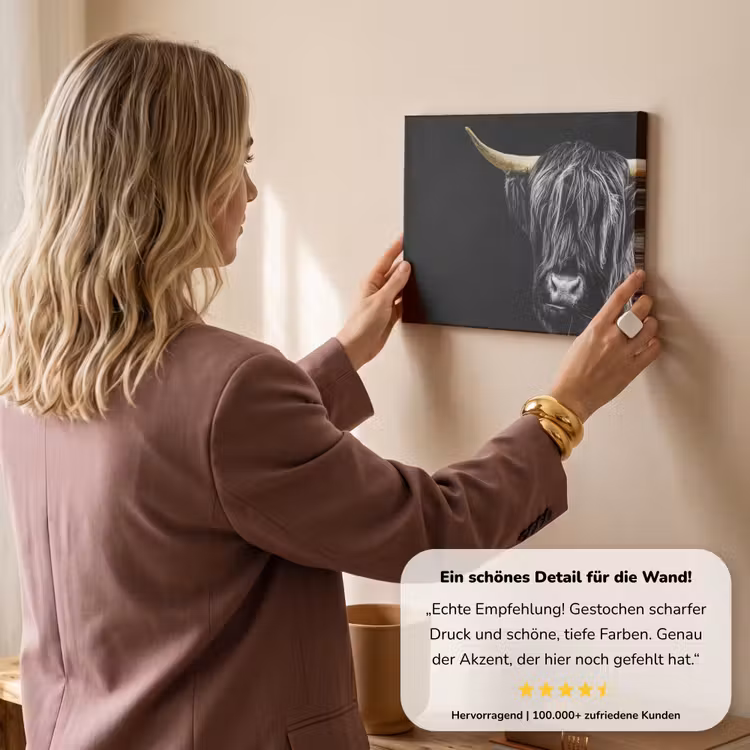 Schotse hooglander - Goud - Vacht - Dieren - Koe canvas 2cm klein -Xsfeer7_DE