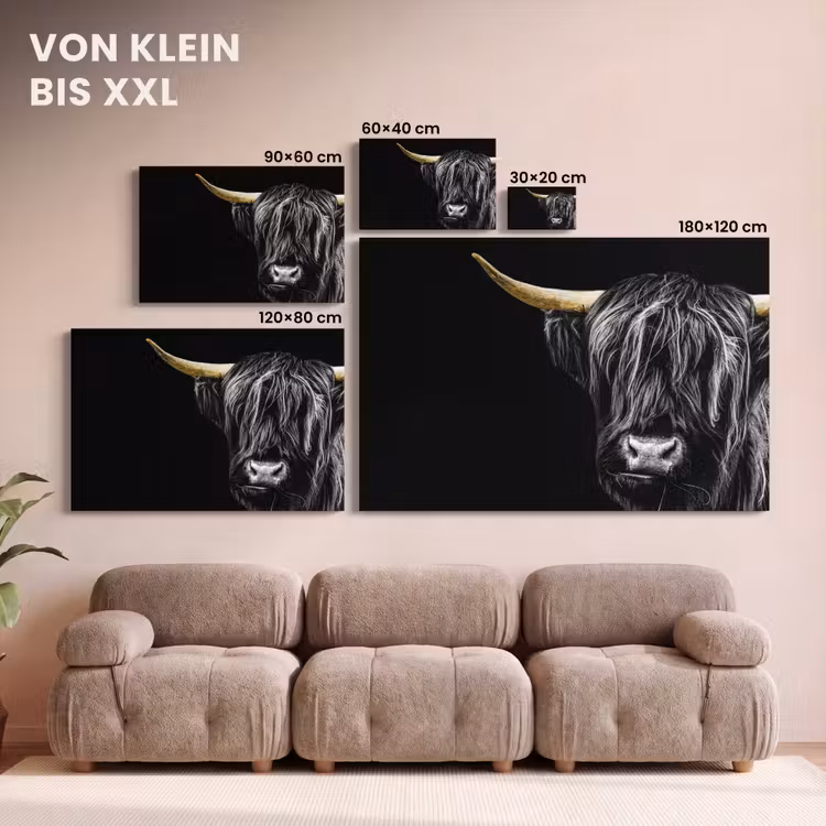 Schotse hooglander - Goud - Vacht - Dieren - Koe canvas 2cm klein -Xsfeer8_DE
