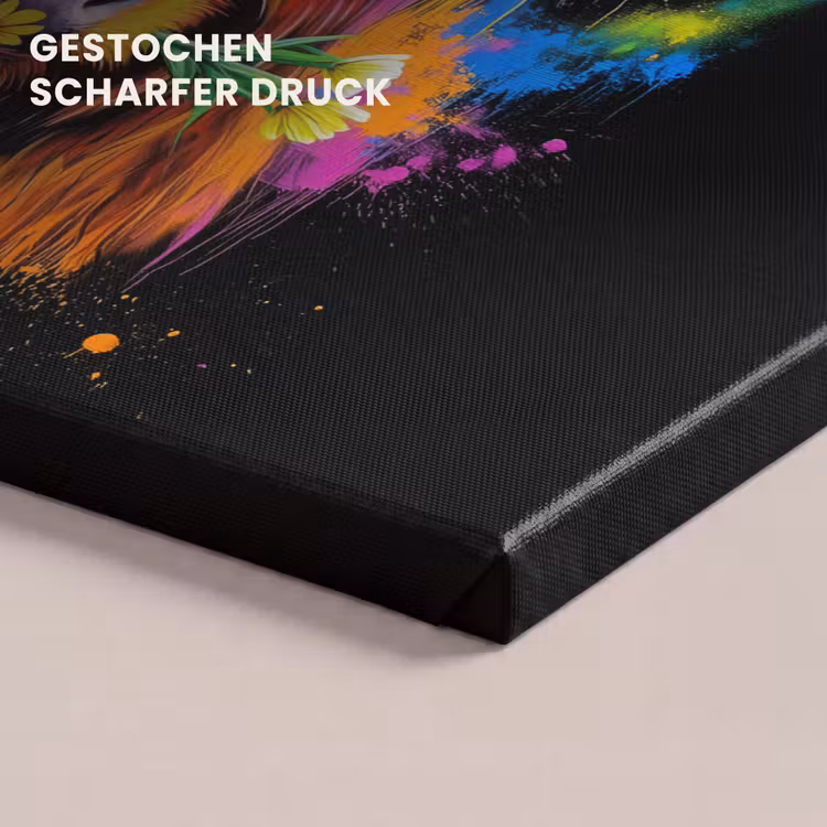Schotse Hooglander - Graffiti - Kleurrijk - Bloem - Dieren canvas 2cm klein -closeup_print_DE