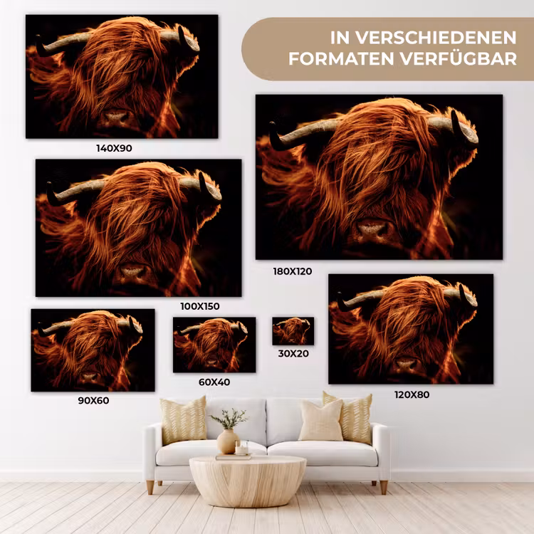 Schotse hooglander - Koe - Hoorns - Portret - Dieren canvas 2cm klein -Xsfeer8_DE