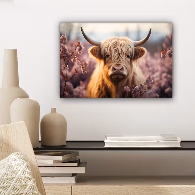 Schotse hooglander - Lente - Hooglanden canvas 2cm klein -closeup_print_DE