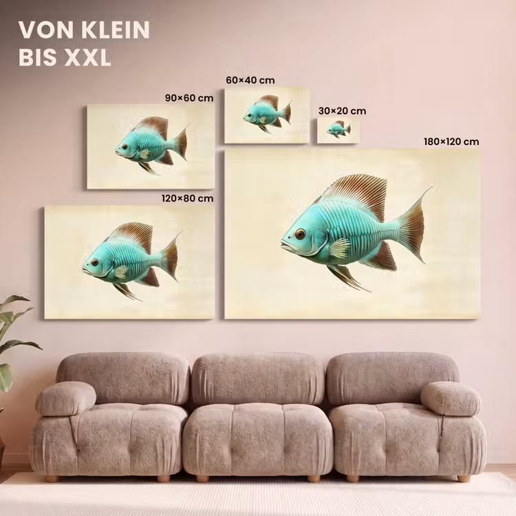 Schubben - Vis - Mint - Minimalistisch canvas 2cm klein -Xsfeer8_DE