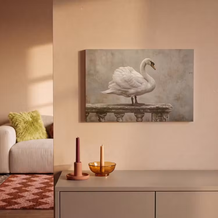 Zwaan - Elegant - Dieren - Wit canvas 2cm klein -sfeer1