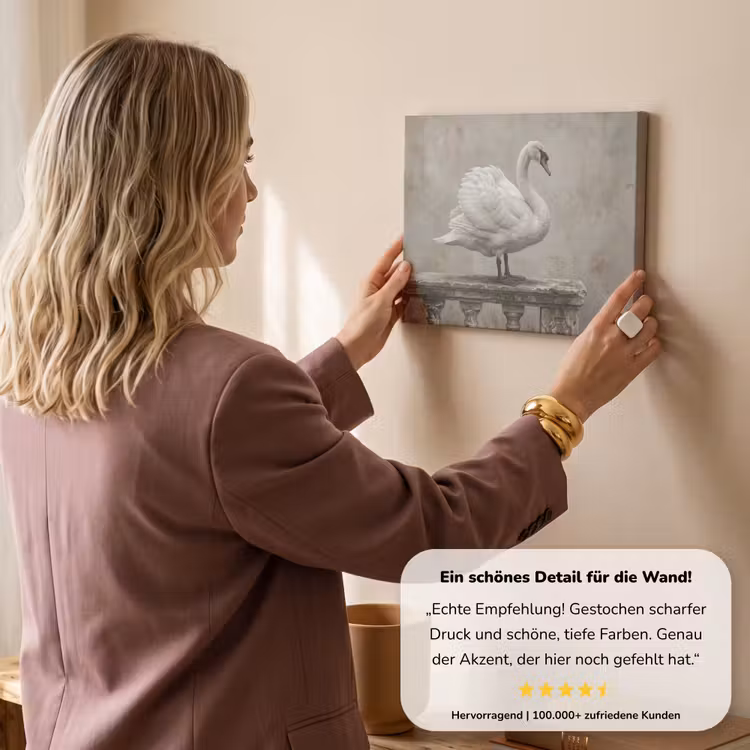 Zwaan - Elegant - Dieren - Wit canvas 2cm klein -sfeer3