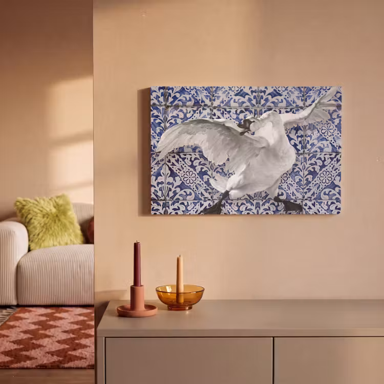 Zwaan - Kunst - Delfts blauw - Schilderij - Oude meesters canvas 2cm klein -sfeer1