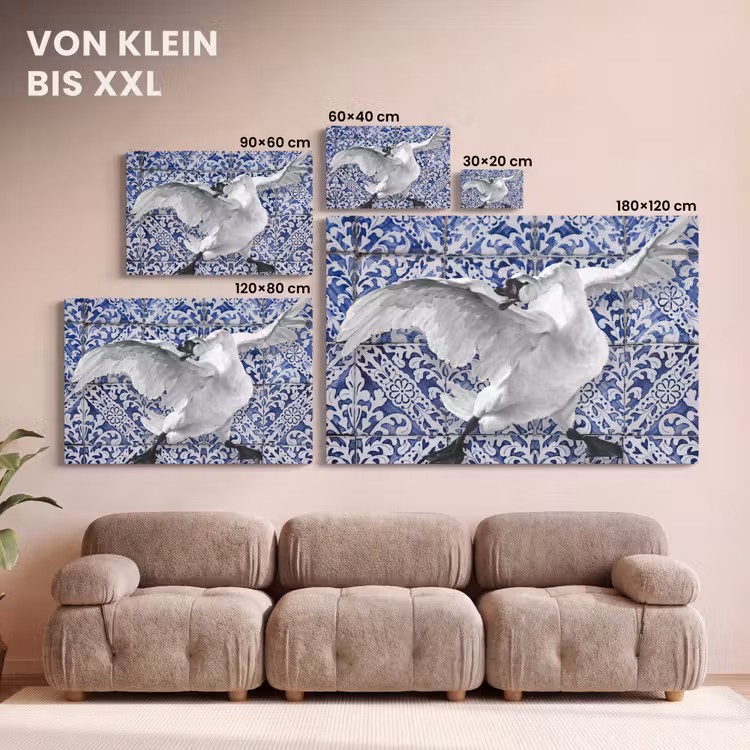 Zwaan - Kunst - Delfts blauw - Schilderij - Oude meesters canvas 2cm klein -Xsfeer8_DE