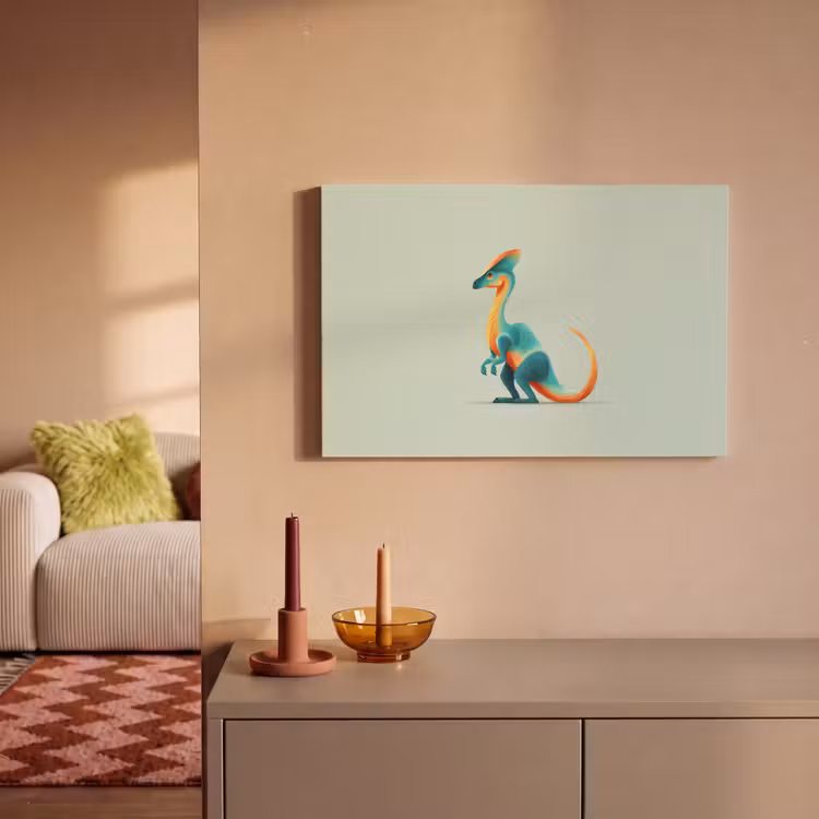 Staart - Dino - Minimalistisch - Blauw canvas 2cm klein -sfeer1