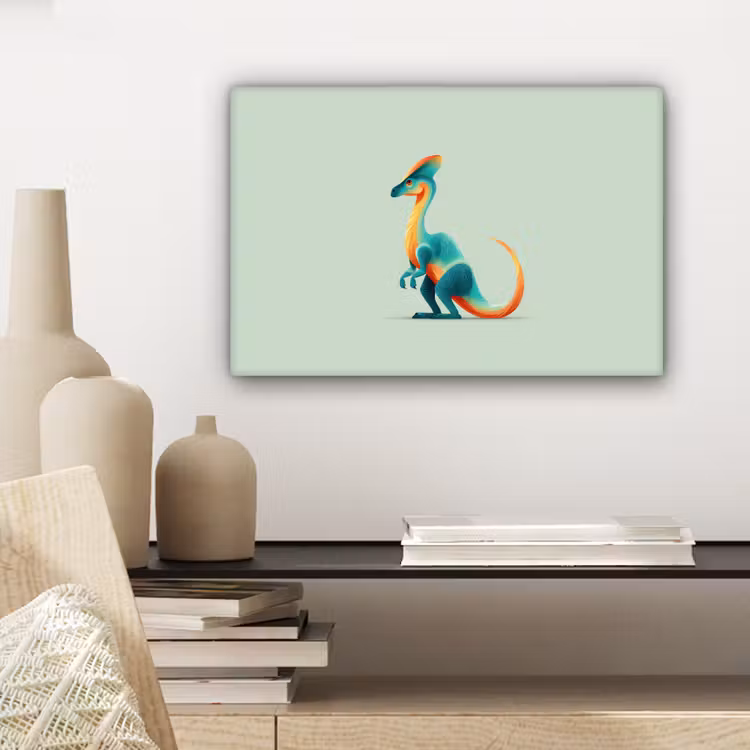 Staart - Dino - Minimalistisch - Blauw canvas 2cm klein -closeup_print_DE