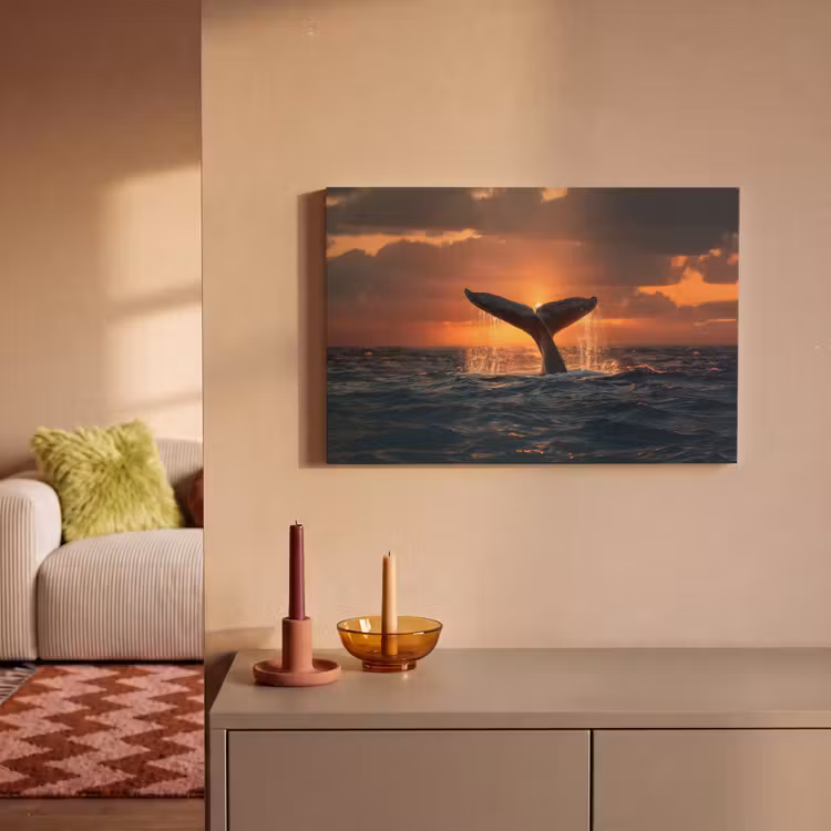 Walvis staart - Water - Zonsondergang canvas 2cm klein -sfeer1