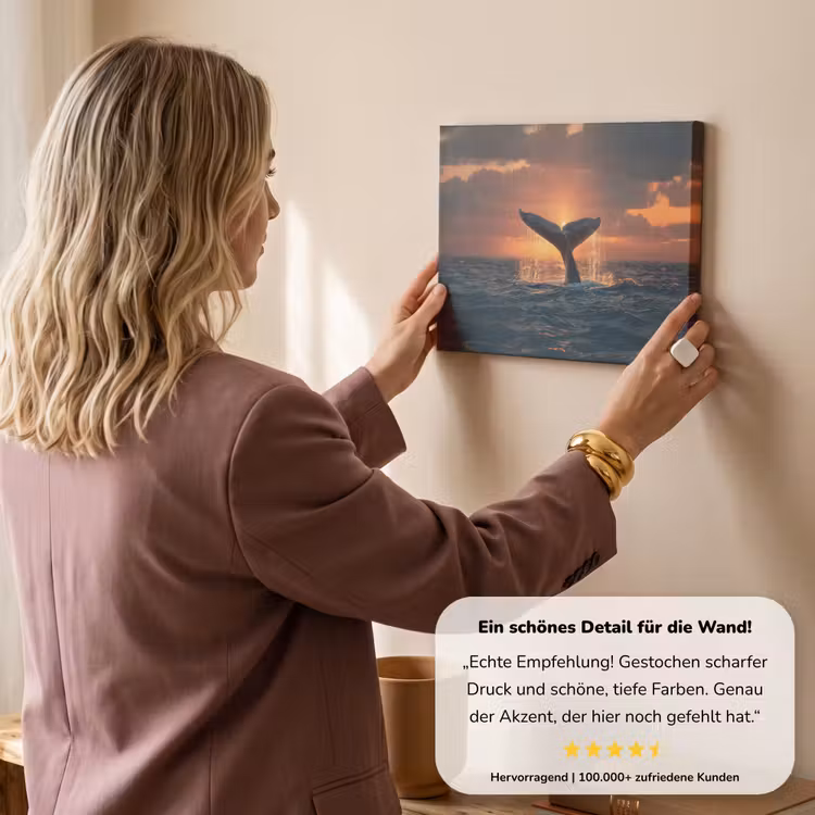 Walvis staart - Water - Zonsondergang canvas 2cm klein -Xsfeer7_DE