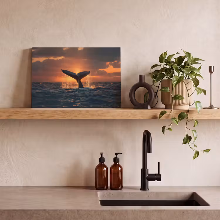 Walvis staart - Water - Zonsondergang canvas 2cm klein -sfeer3