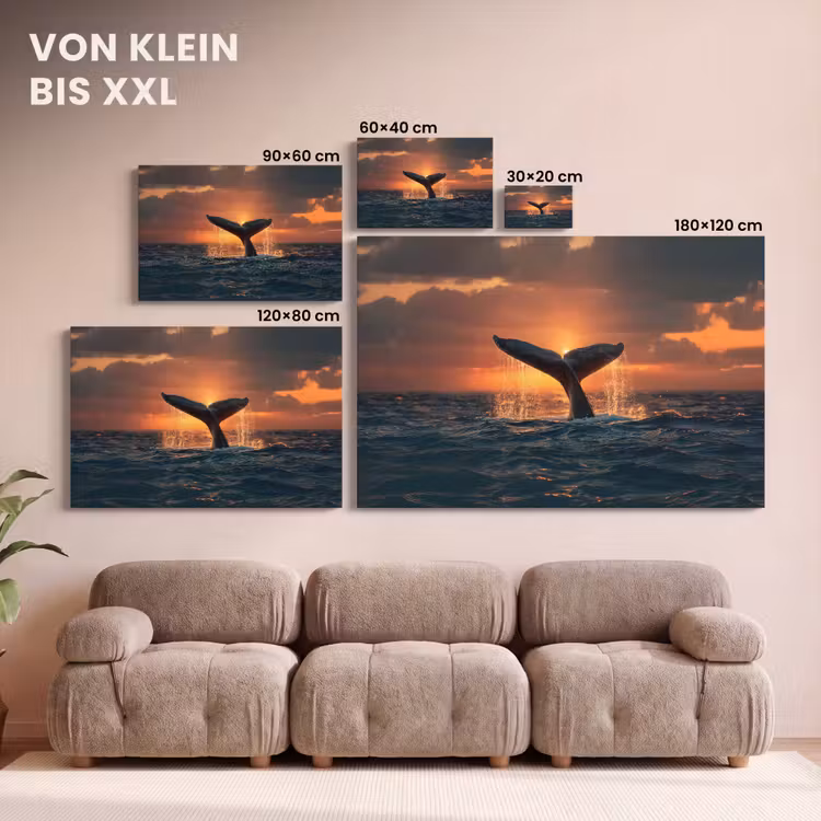Walvis staart - Water - Zonsondergang canvas 2cm klein -Xsfeer8_DE