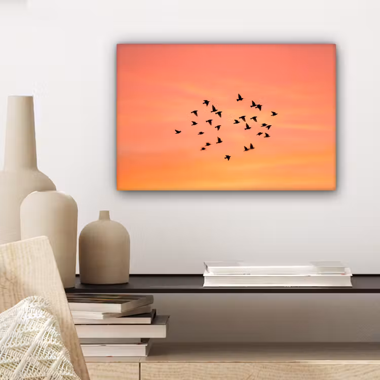 Zwerm - Vogels - Oranje canvas 2cm klein -sfeer6