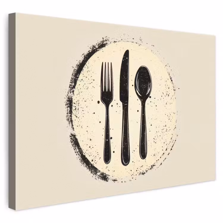 Zwart - Bestek - Rondje canvas 2cm klein -3d