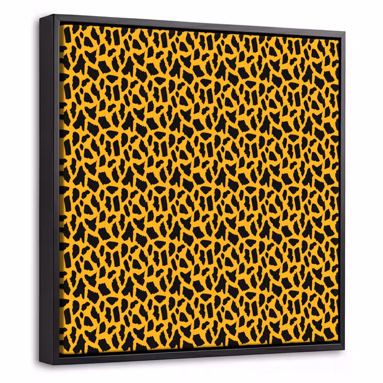 Zwart - Vlekken - Oranje - Dier Canvas met baklijst klein 1124 -threedimensional_3d_global