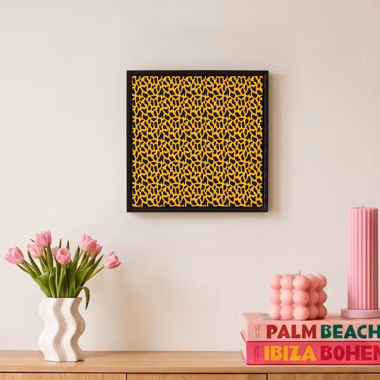 Zwart - Vlekken - Oranje - Dier Canvas met baklijst klein 1124 -atmosphere_sfeer1_global
