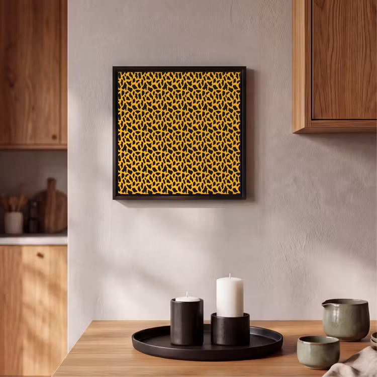 Zwart - Vlekken - Oranje - Dier Canvas met baklijst klein 1124 -atmosphere_sfeer2_global